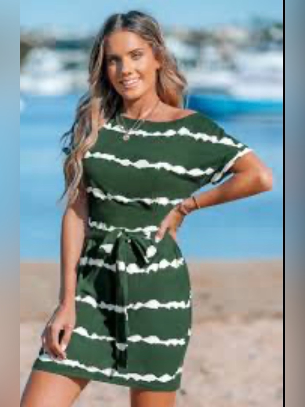 Green Striped Jersey Dress Sz Small & Large NWT!